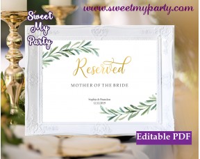 Greenery Reserved sign template,Greenery reserved seating template printable, (78)